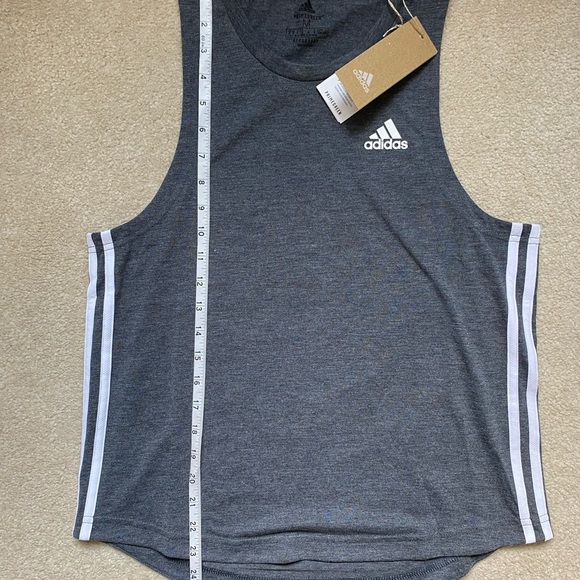 Adidas Aeroready Activewear Side Stripe Poly Blend Tank Top Grey+White Sz M NWT - Picture 9 of 10